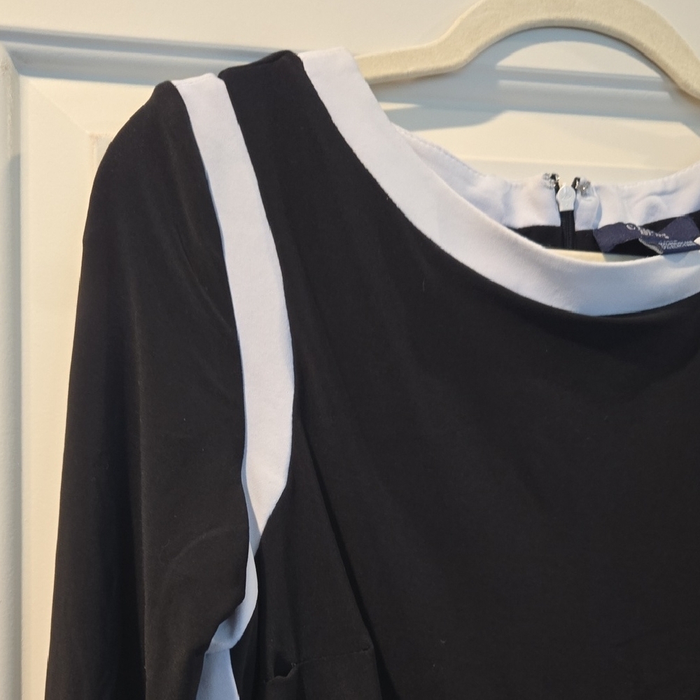 Chaps Black and White Long Sleeve Dress - Picture 3 of 9